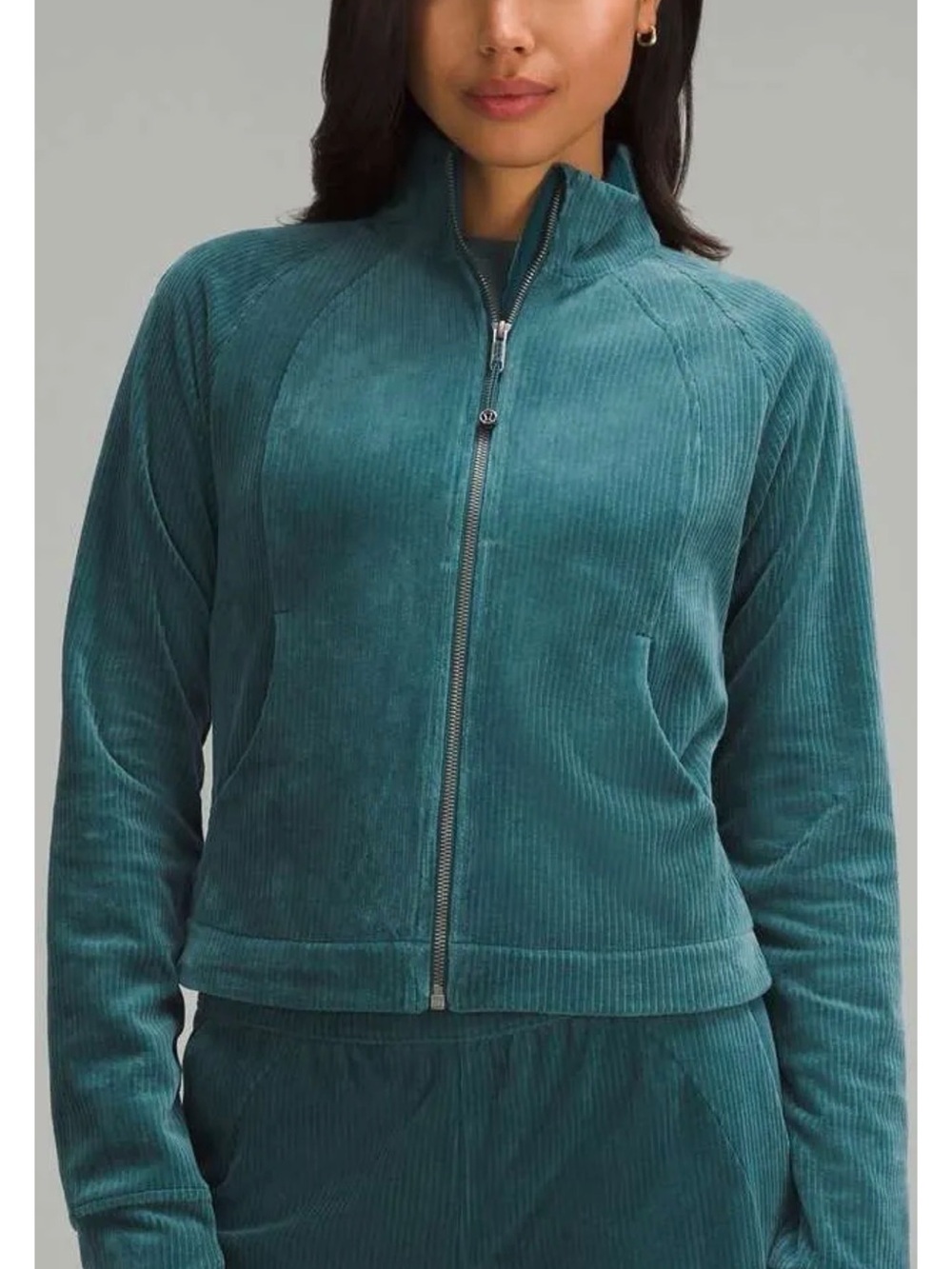 $148 retail Lululemon Scuba Track Jacket *Velvet Cord Storm Teal